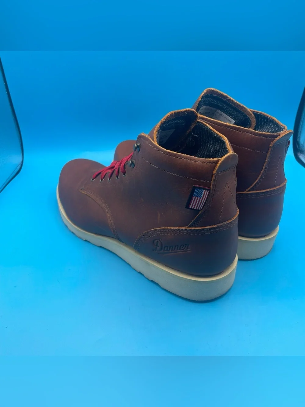 Danner Men's Brown Leather Chukka Boots with Red Laces